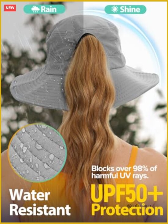 UPF 50+ Sun Hat with Ponytail Hole - Waterproof Fishing Hiking Hat main image 7